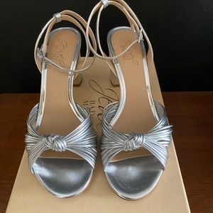 Jewel Badgley Mischka Christen Knot Detail Block Heel Evening Sandals